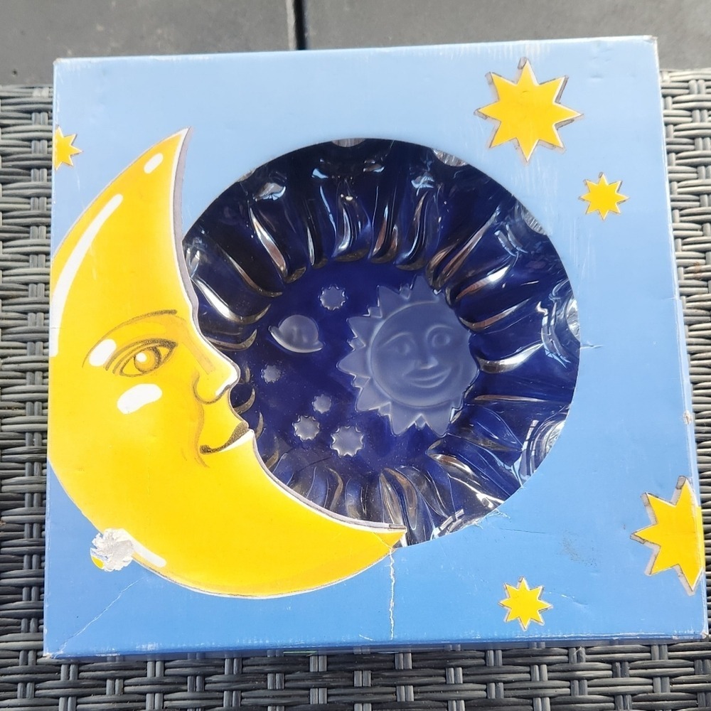 Studio Nova Heaven S Gate Glass Fruit Bowl Dish Sun Moon Stars 14.25" New